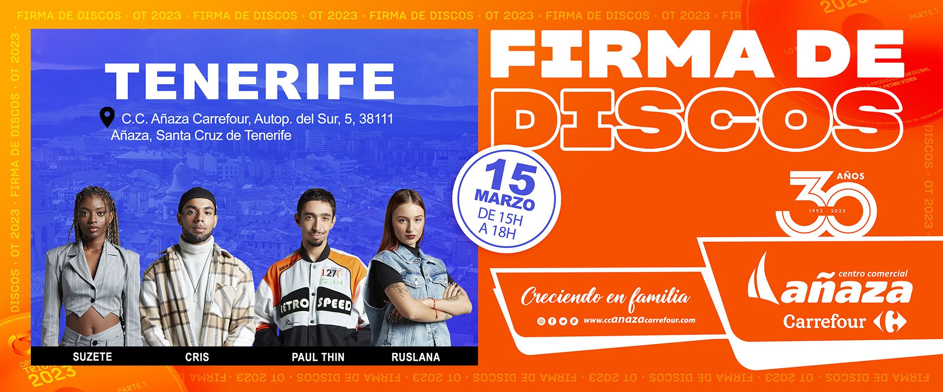 Firma de discos de Operación Triunfo en CC Añaza Carrefour